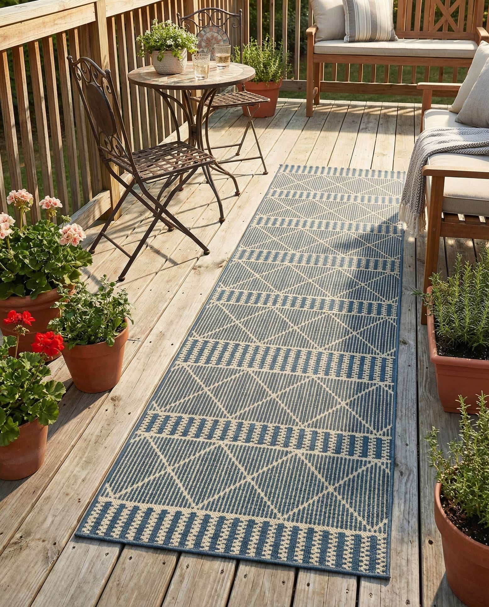 2' 7 x 5' 3 Easy-Clean Trellis Indoor / Outdoor Runner Rug