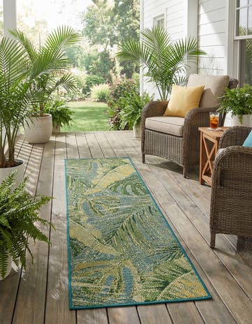 2' x 6' Easy-Clean Botanical Indoor / Outdoor Runner Rug