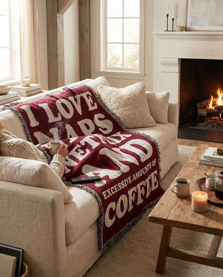 4' 6 x 6' Love Netflix Coffee Throw Blanket