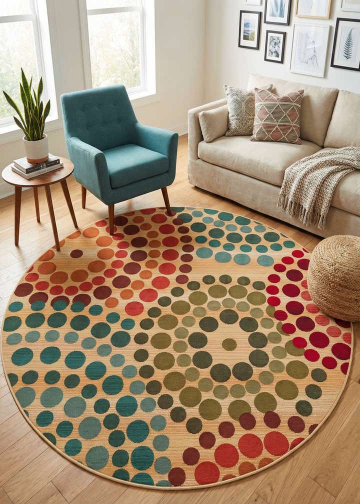 5' x 5' Easy-Clean Modern Indoor / Outdoor Round Rug