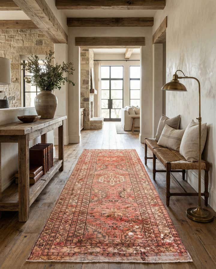4' 3 x 10' 8 Hand Knotted Ultra Vintage Persian Wool Runner Rug