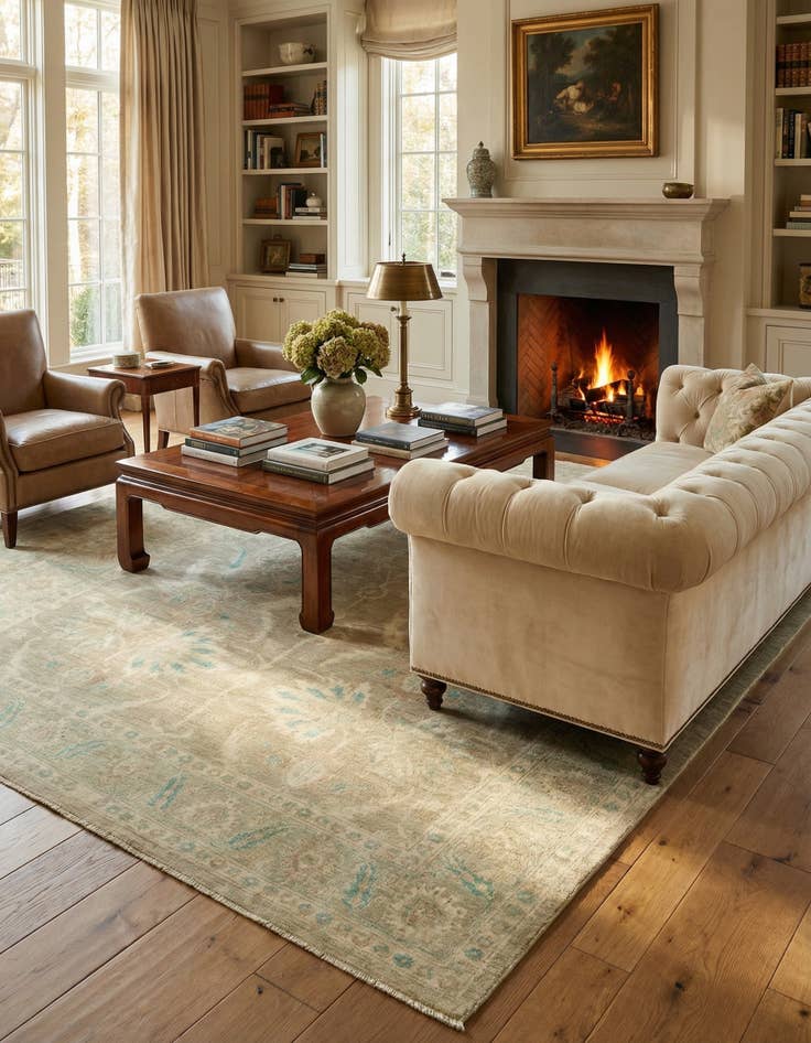 Detail image of 6' x 9' 9  Hand Knotted Peshawar Ziegler Rug