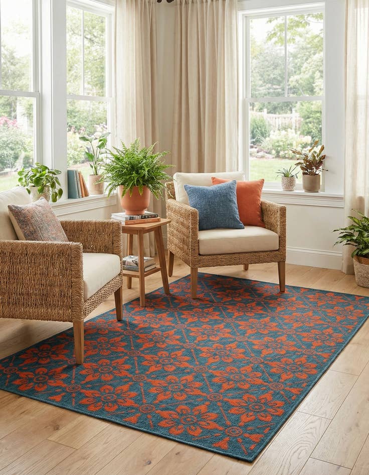 Detail image of 4' x 6' Easy-Clean Trellis Indoor / Outdoor Rug