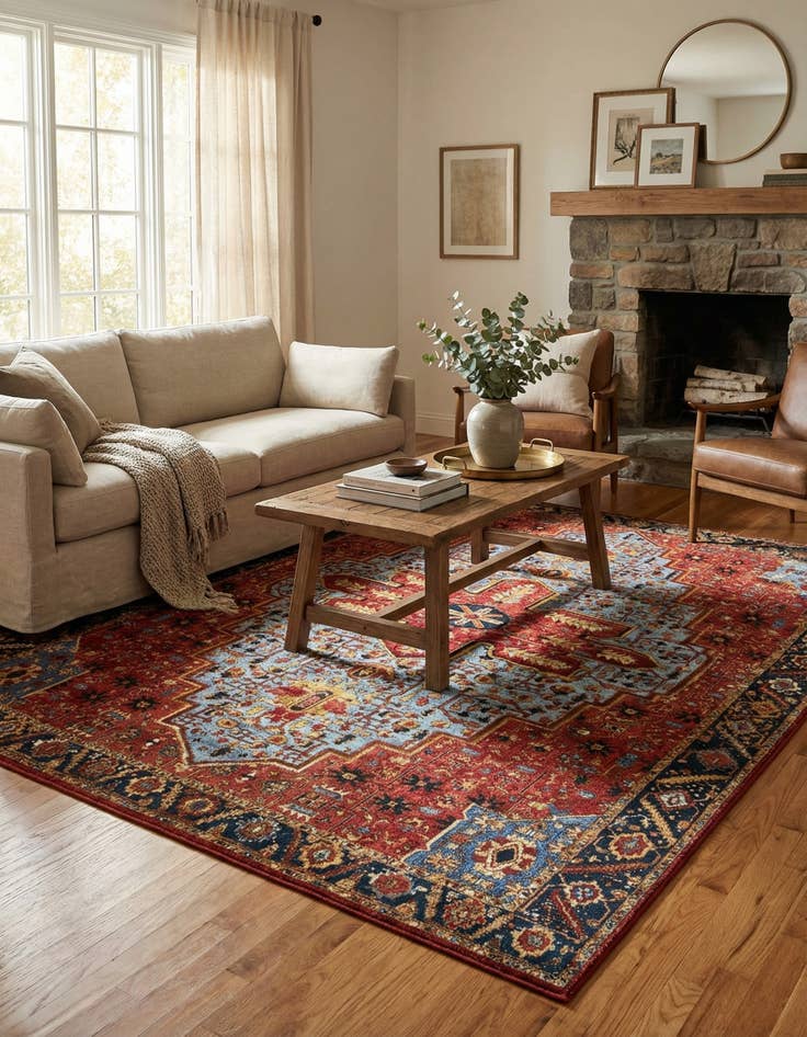 Detail image of  10' x 13'  Washable Traditional Indoor / Outdoor Rug