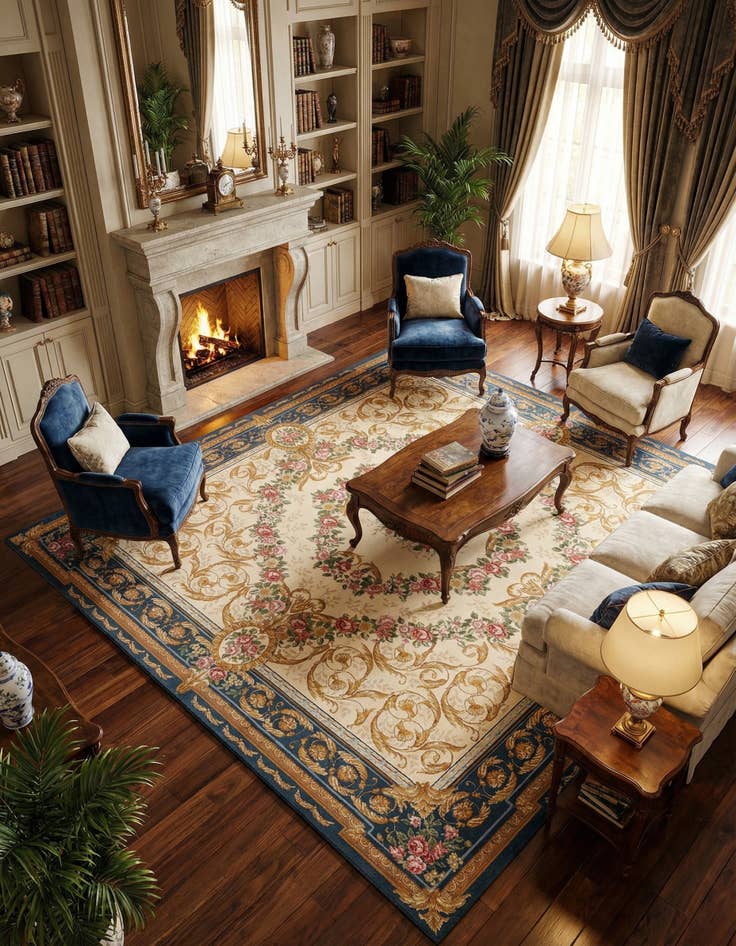 Detail image of 10' x 10'  Washable Traditional Indoor / Outdoor Square Rug