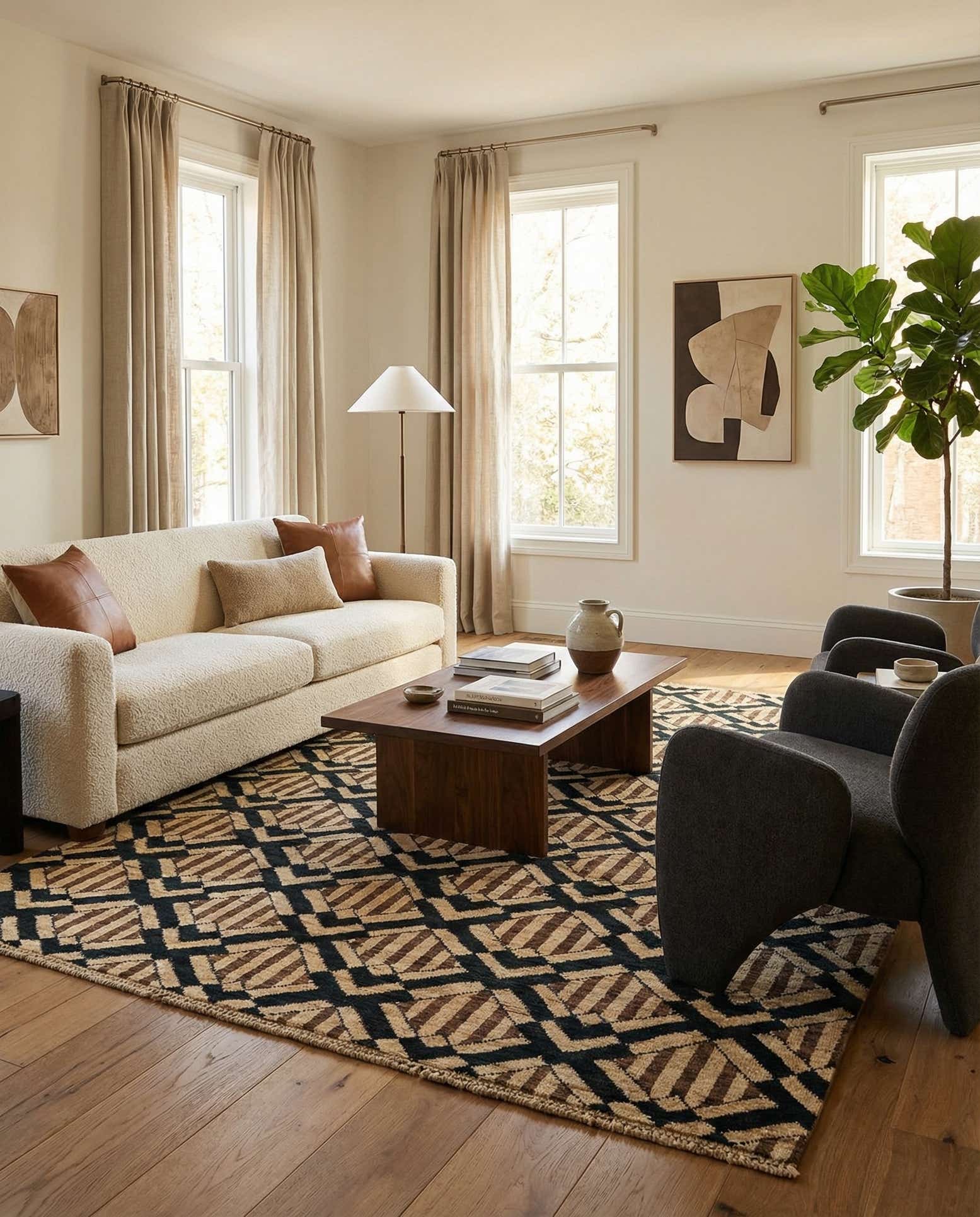 5' 1 x 6' 9 Hand Knotted Modern Ziegler Wool Rug