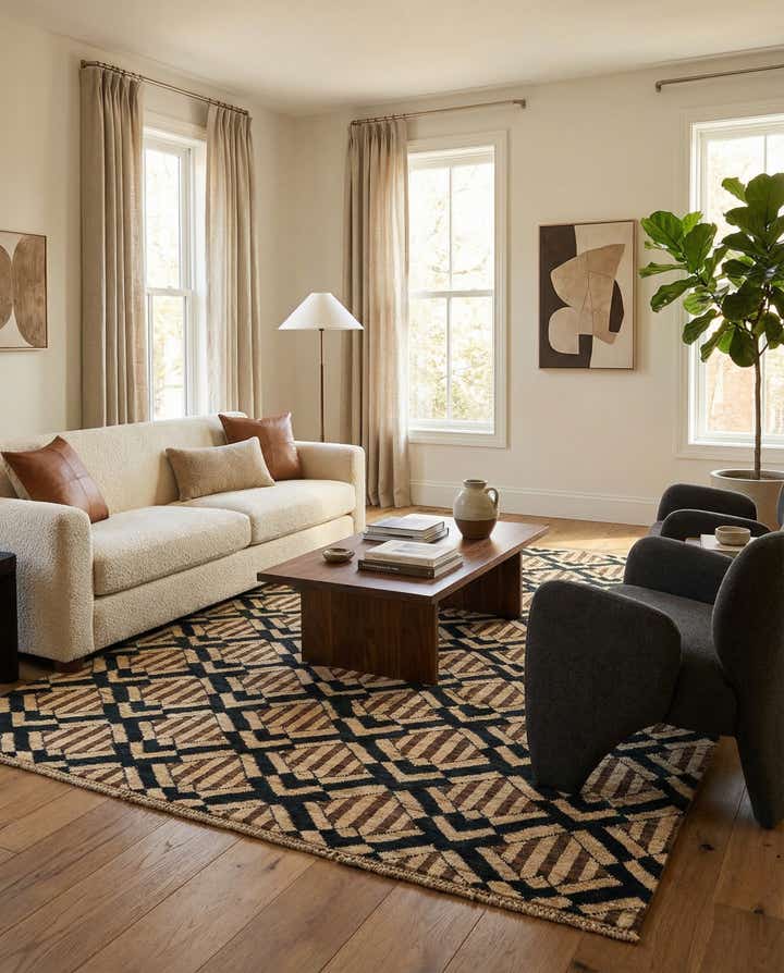 5' 1 x 6' 9 Hand Knotted Modern Ziegler Wool Rug