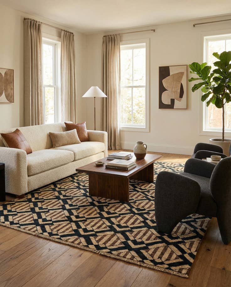 Detail image of 5' 1 x 6' 9 Hand Knotted Modern Ziegler Wool Rug