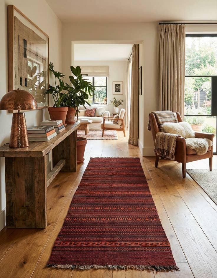 Detail image of 3' 4 x 9' 8  Hand Woven Kilim Fars Wool Runner Rug