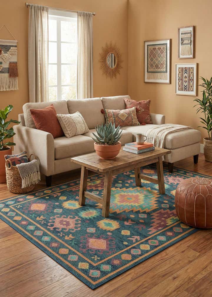 6' 1 x 9' Easy-Clean Baja Indoor / Outdoor Rug