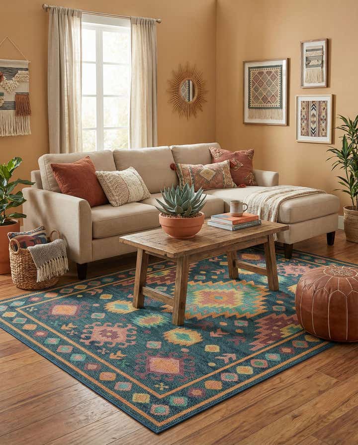 6' 1 x 9' Easy-Clean Baja Indoor / Outdoor Rug
