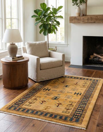 3' 4 x 4' 8 Hand Knotted Ziegler Wool Rug