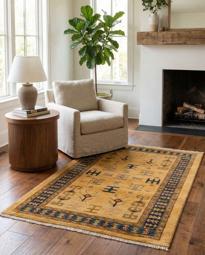 3' 4 x 4' 8 Hand Knotted Ziegler Wool Rug