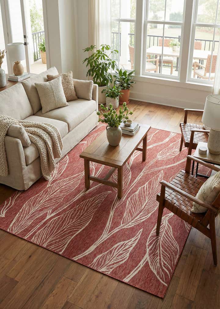 9' x 12' Easy-Clean Botanical Indoor / Outdoor Rug
