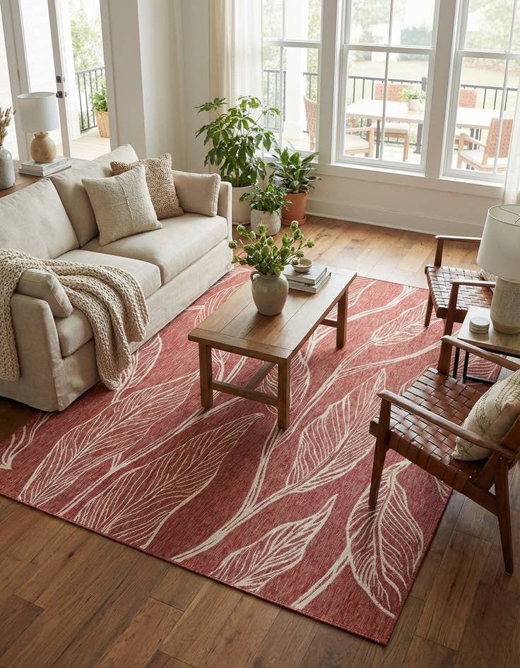 Detail image of 9' x 12' Easy-Clean Botanical Indoor / Outdoor Rug