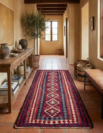 4' 4 x 8' 4 Hand Woven Kilim Fars Wool Runner Rug