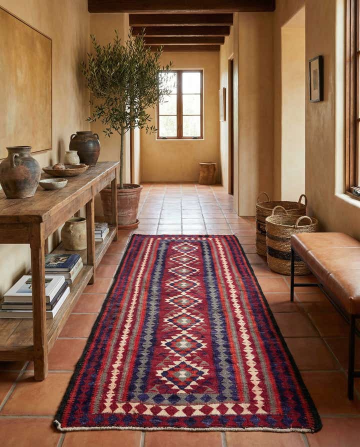 4' 4 x 8' 4 Hand Woven Kilim Fars Wool Runner Rug