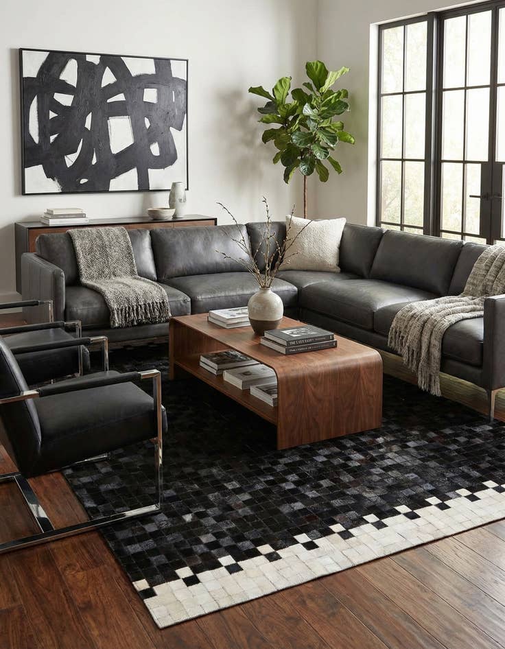 Detail image of 5' x 7' 11 Cowhide Stocks Rug