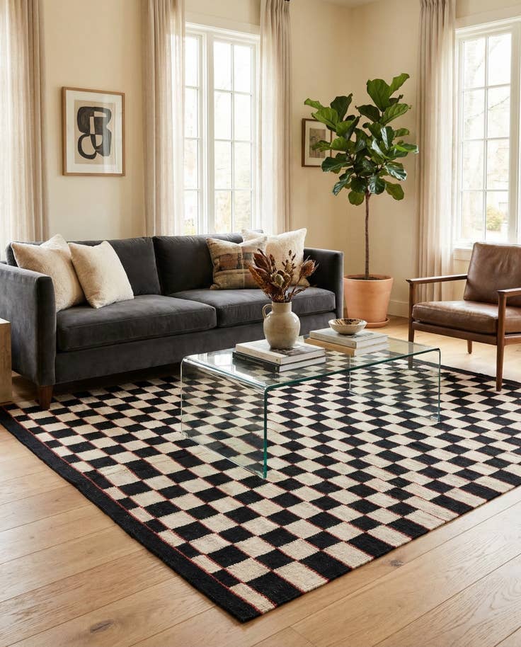 Detail image of 4' 5 x 6' Hand Woven Kilim Modern Wool Rug