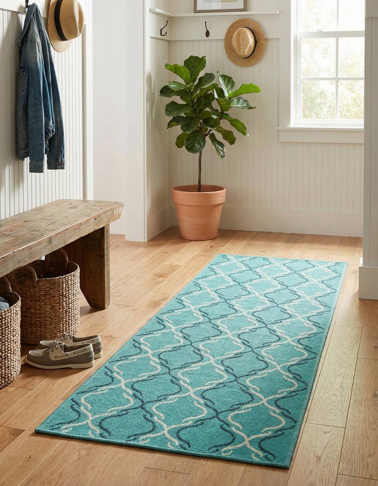 Detail image of  2' x 6'  Washable Lattice Indoor / Outdoor Runner Rug