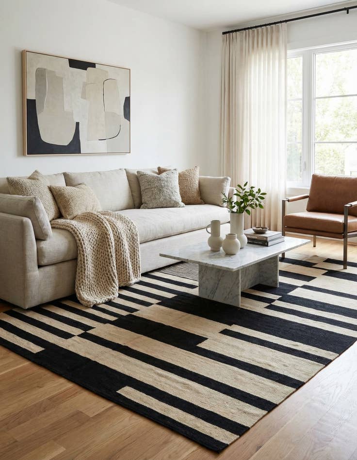 Detail image of 5' 7 x 7' 10  Hand Woven Kilim Modern Wool Rug