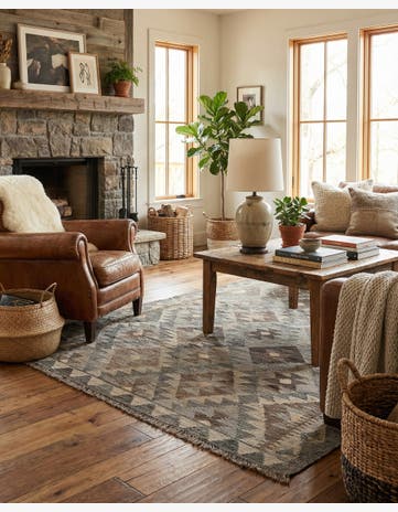 4' 2 x 6' Hand Woven Kilim Maymana Wool Rug