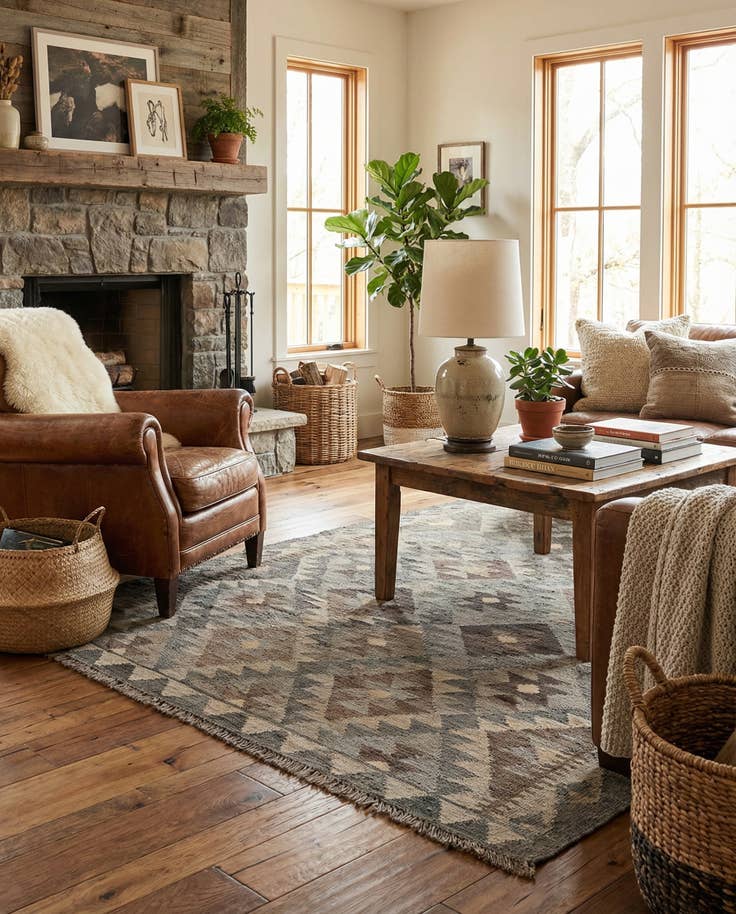 Detail image of 4' 2 x 6' Hand Woven Kilim Maymana Wool Rug