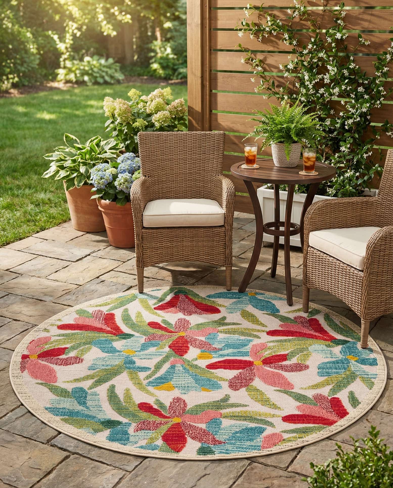6' x 6' Easy-Clean Casablanca Indoor / Outdoor Round Rug