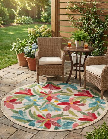 Easy-Clean Casablanca Indoor / Outdoor Round Rug