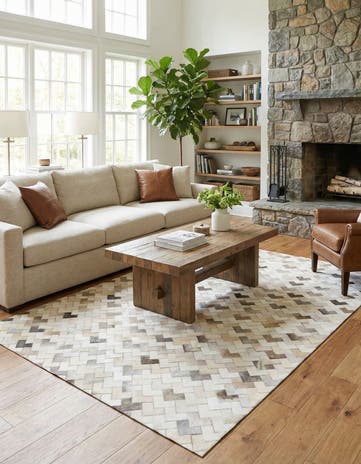 6' 1 x 9' Cowhide Stocks Rug