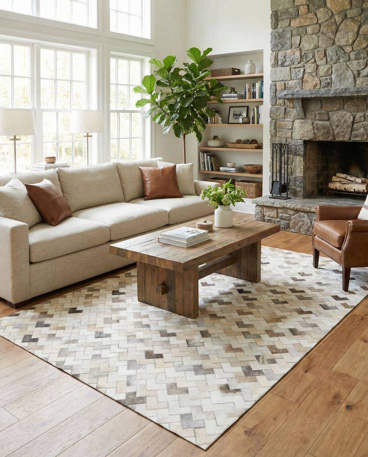Detail image of 6' 1 x 9' Cowhide Stocks Rug