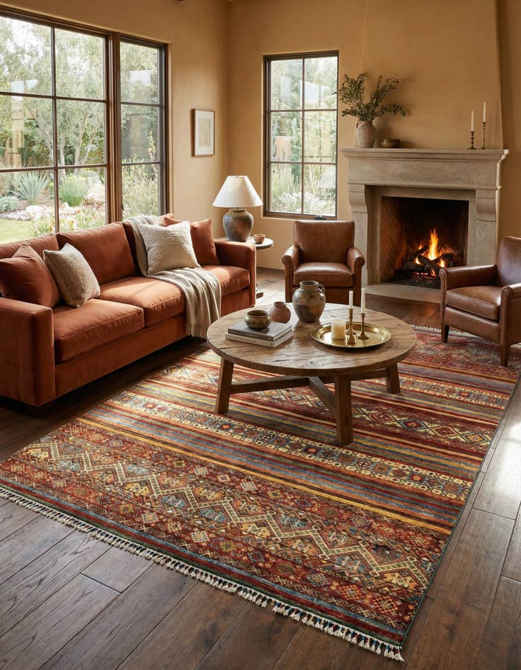 Detail image of 5' 7 x 8' Torkman Wool Rug