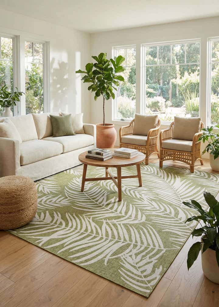 10' x 13' Easy-Clean Botanical Indoor / Outdoor Rug