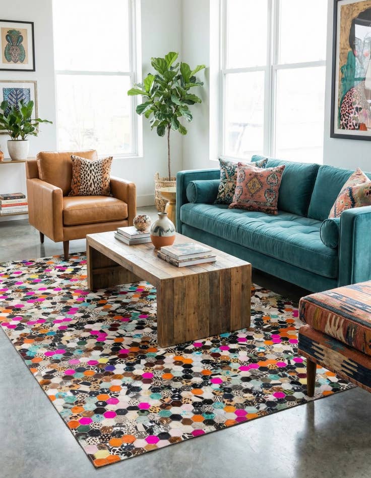 Detail image of 5' 1 x 7' 11 Cowhide Stocks Rug