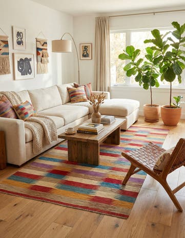 6' 4 x 9' 8 Hand Woven Kilim Modern Wool Rug