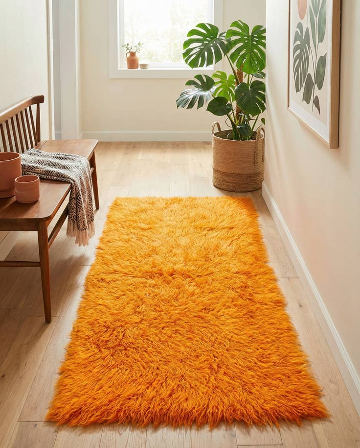 Detail image of 2' 4 x 4' 7 Hand Knotted Moroccan Wool Runner Rug