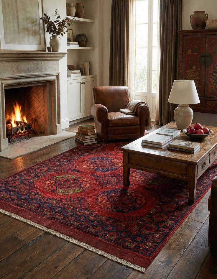 Detail image of 5' 1 x 6' 11 Ersari Afghan Wool Rug