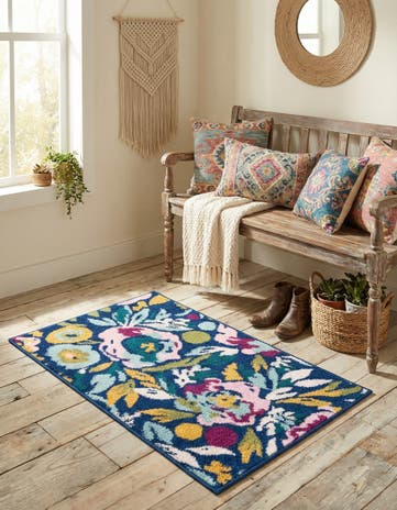 Navy Blue Bloom Rug
