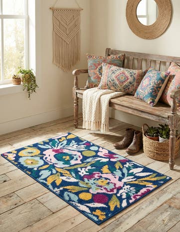 Navy Blue Bloom Rug