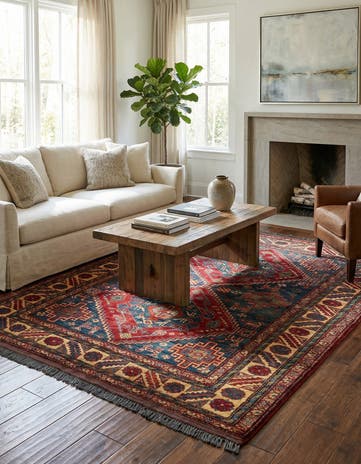 5' 3 x 6' 7 Hand Knotted Kazak Wool Rug