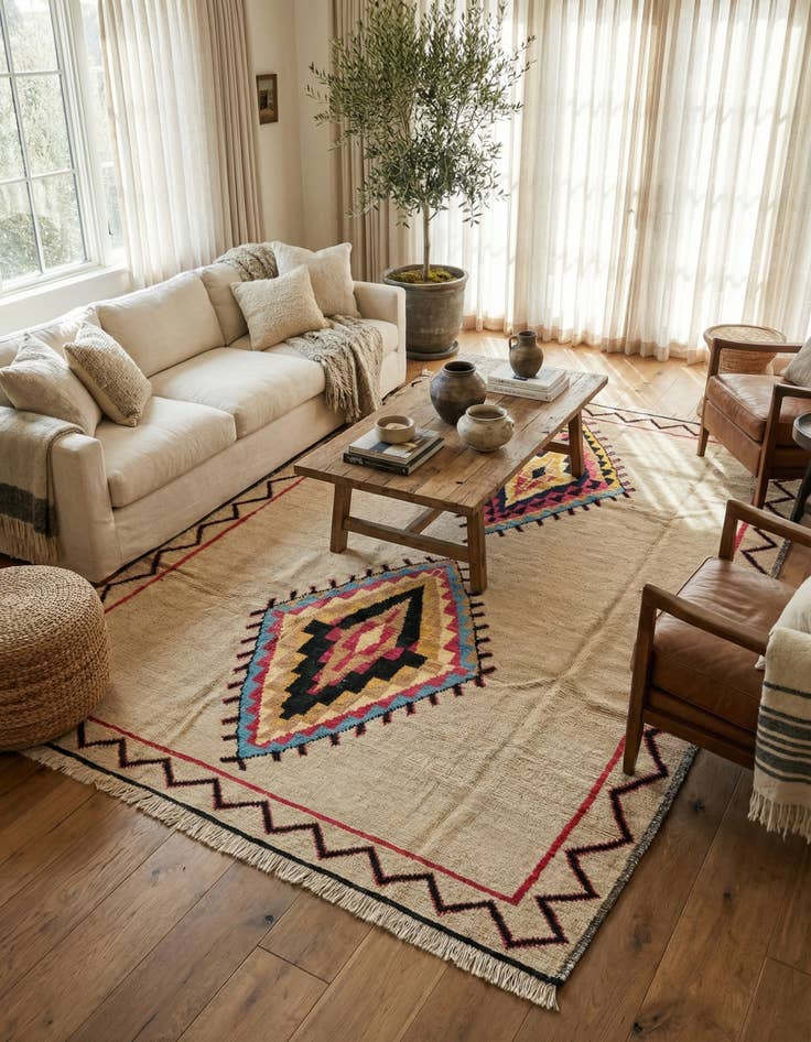 Detail image of 8' 10 x 12'  Hand Knotted Moroccan Wool Rug