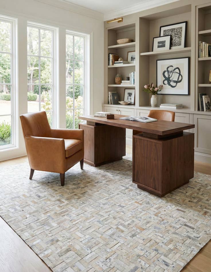 Detail image of 4' 11 x 8' 1 Cowhide Stocks Rug