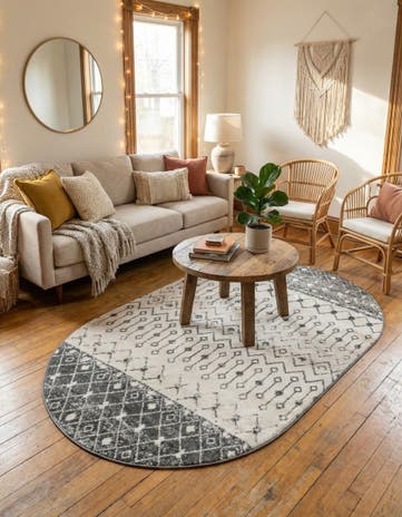 5' 3 x 8' Moroccan Trellis Oval Rug