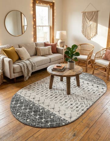5' 3 x 8' Moroccan Trellis Oval Rug