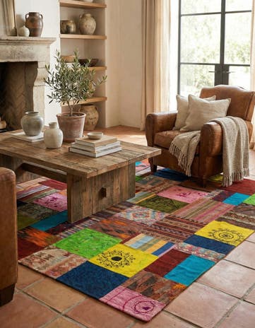 7' x 9' 10 Hand Woven Kilim Patchwork Wool Rug