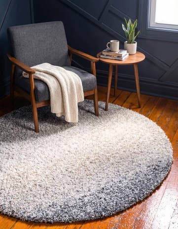 Gray Athena Shag Round Rug