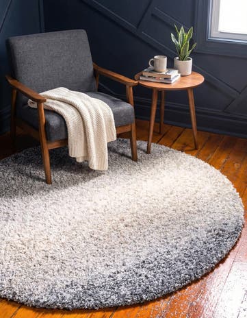 Gray Athena Shag Round Rug