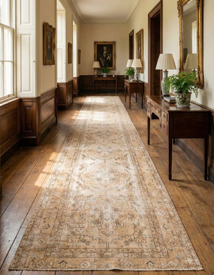 Detail image of 3' 8 x 9'  Hand Knotted Ultra Vintage Persian Wool Runner Rug