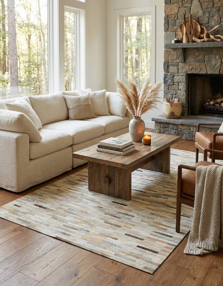 Detail image of 5' x 8' Cowhide Leather Rug