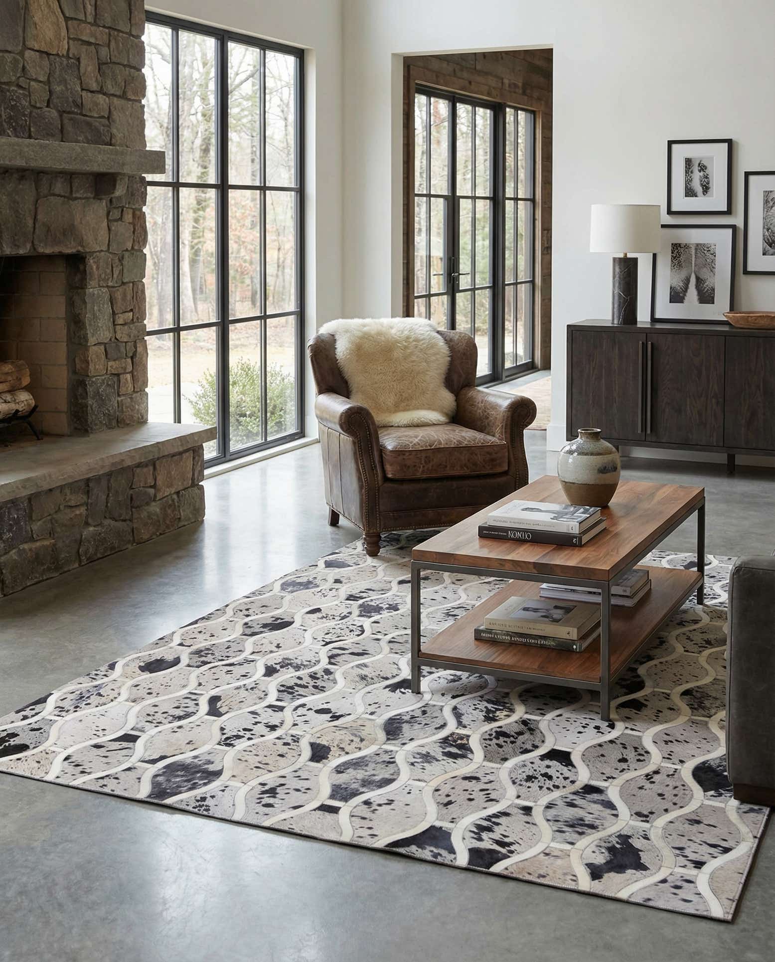 4' 11 x 7' 9 Cowhide Stocks Rug